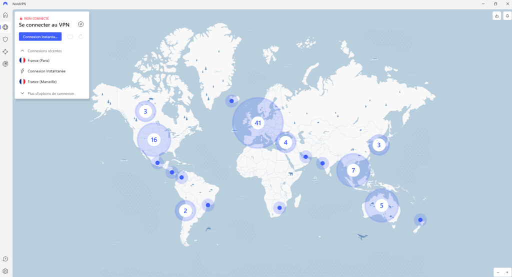 Illustration : nouvelle interface complete de NordVPN pour Windows