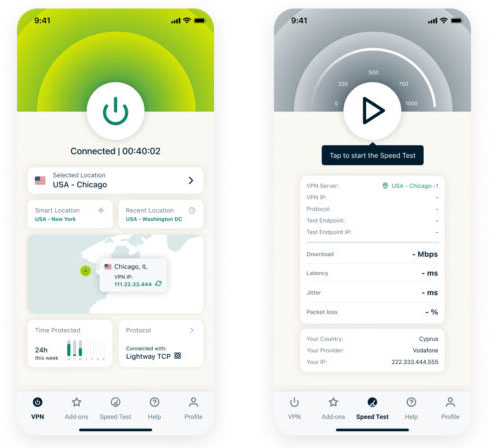 Illustration : Nouvelle interface mobile d'ExpressVPN