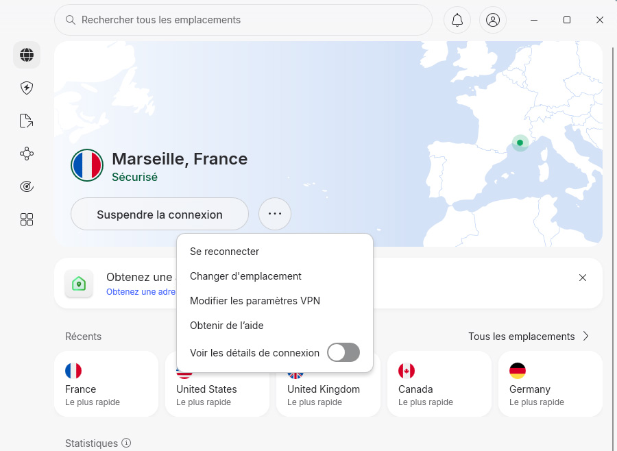 Nouvelle Interface Windows de NordVPN