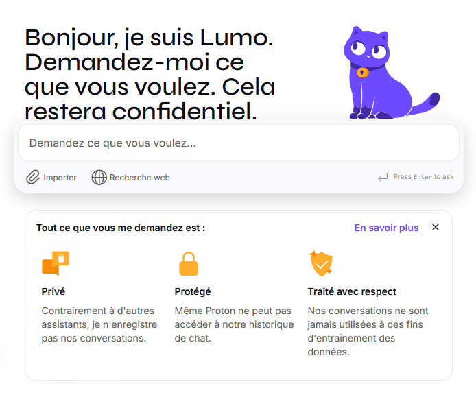 Illustration : présentation de Lumo l'IA conversationnelle de Proton
