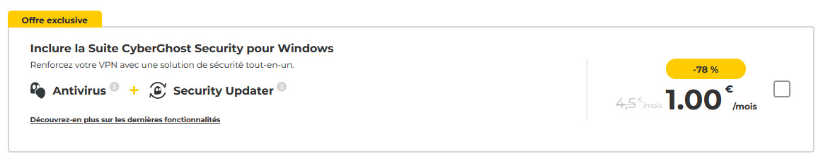 Illustration : prix-de-la Suite CyberGhost Security pour Windows