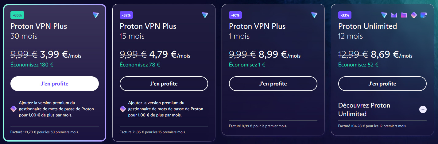 Illustration : prix de proton VPN pour le black friday 2023