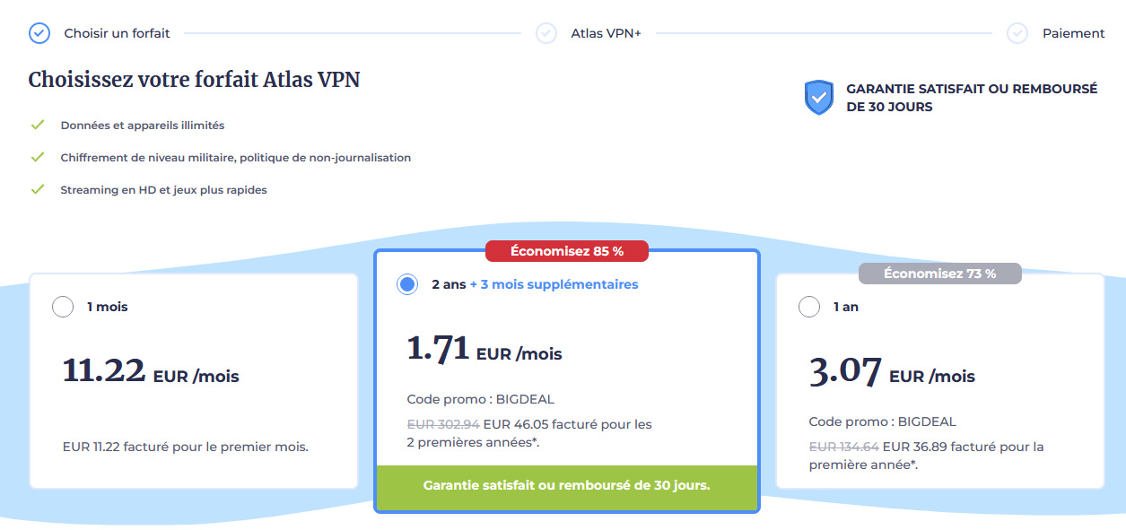 Illustration : Prix d'octobre 2023 pour AtlasVPN