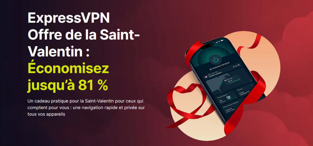 Offre promotionnelle de la Saint Valentin chez ExpressVPN
