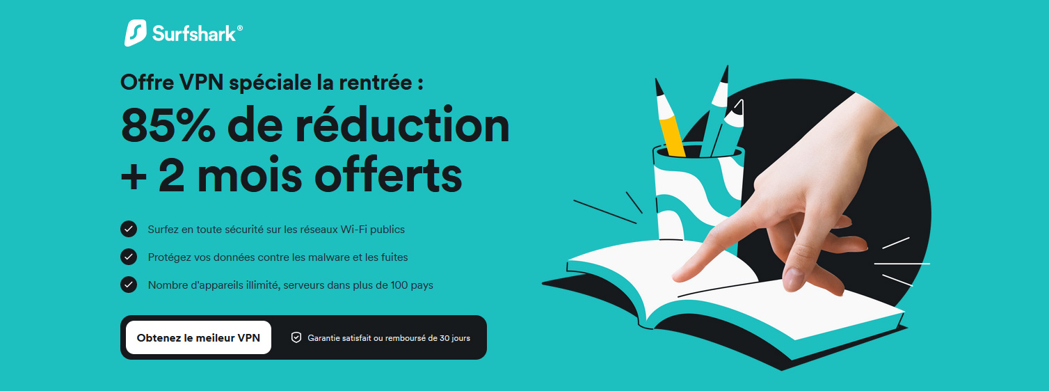 Illustration : Promotion de Surfshark VPN pour Septembre 2023