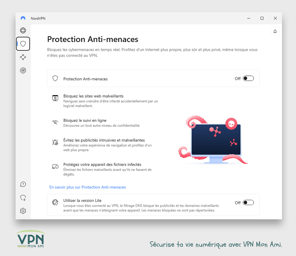 Illustration : Protection Anti Menace de NordVPN