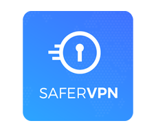 Logo de SaferVPN dans sa touche bleue