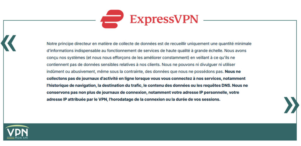 Ce qu'ExpressVPN ne collecte pas