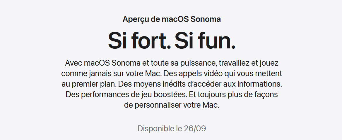 Illustration : sortie de macOS14 Sonoma