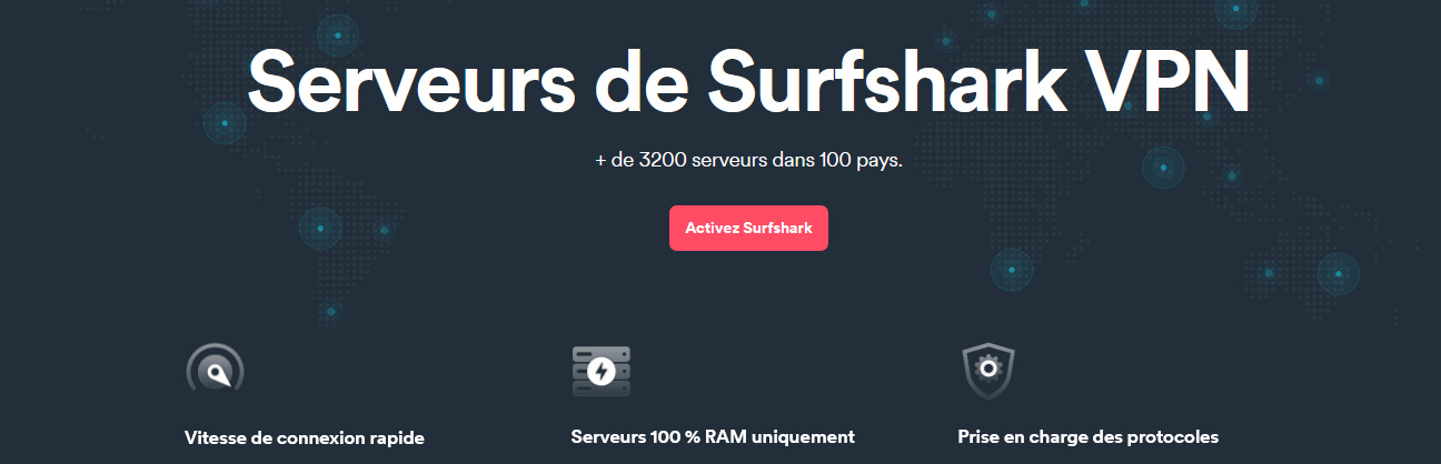 Illustration : spécificités des serveurs de surfshark VPN