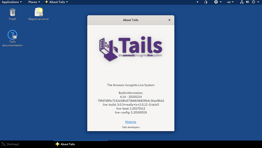 Illustration : écran de Tails