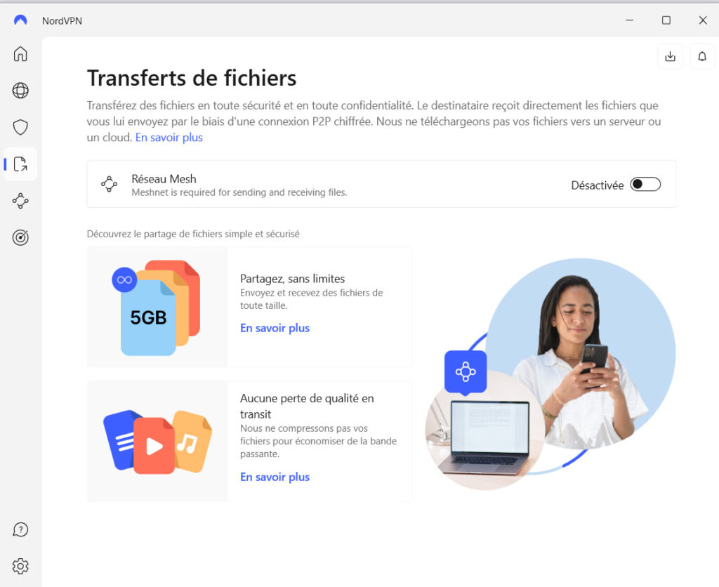 Illustration : transfert de fichiers sécurisés avec NordVPN