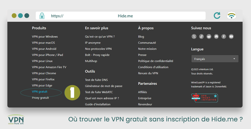Illustration : Où trouver le VPN gratuit sans inscription d’Hide.me (partie 1)