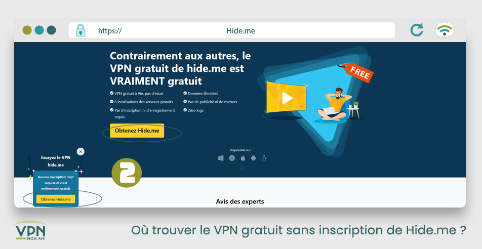 Illustration : Où trouver le VPN gratuit sans inscription d’Hide.me (partie 2)
