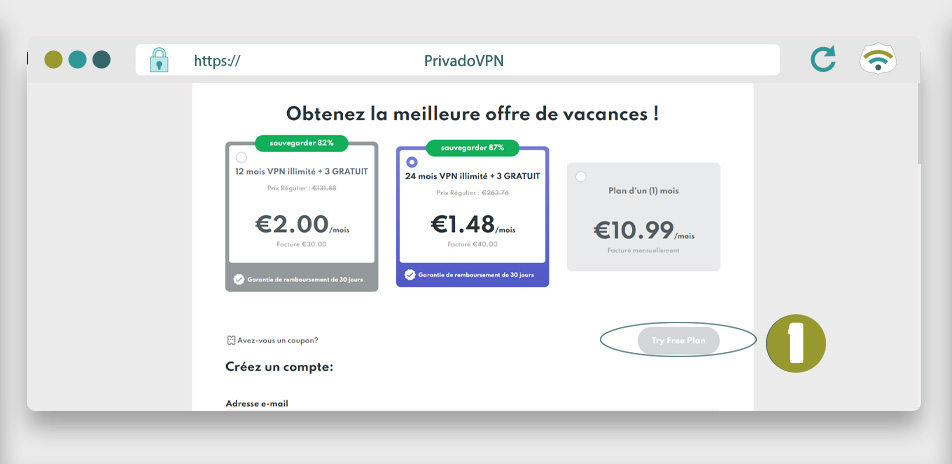 Illustration: Tuto PrivadoVPN gratuit partie 1